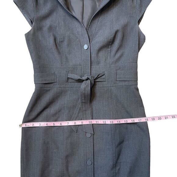 Calvin Klein Black Button Up Cap Sleeve Dress in Charcoal - Picture 14 of 15